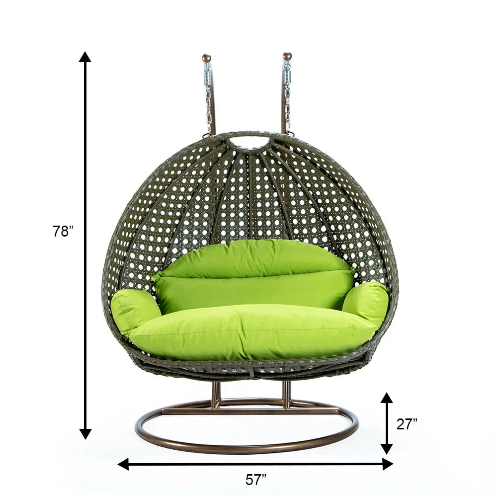 Modern Beige Wicker Hanging Double Seater Egg Swing Chair - Elax Furniture