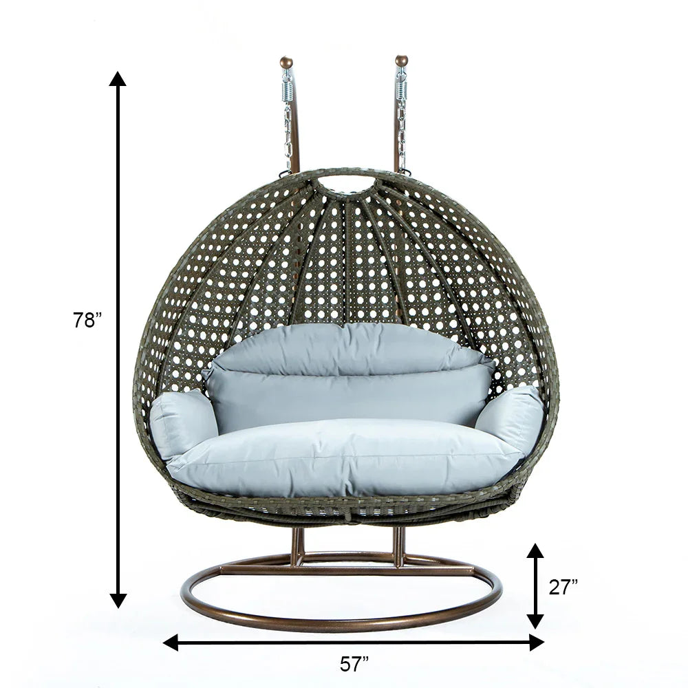 Modern Beige Wicker Hanging Double Seater Egg Swing Chair - Elax Furniture
