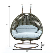 Modern Beige Wicker Hanging Double Seater Egg Swing Chair - Elax Furniture