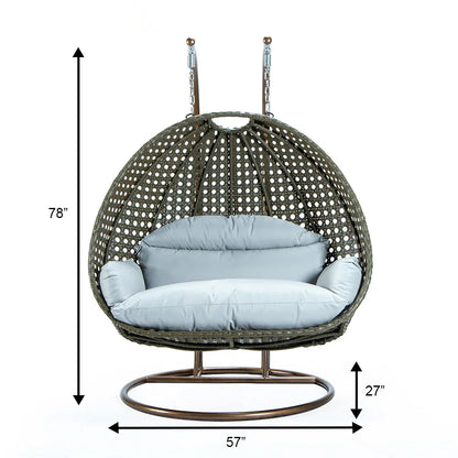 Modern Beige Wicker Hanging Double Seater Egg Swing Chair - Elax Furniture