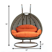 Modern Beige Wicker Hanging Double Seater Egg Swing Chair - Elax Furniture