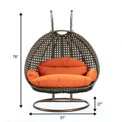 Modern Beige Wicker Hanging Double Seater Egg Swing Chair - Elax Furniture