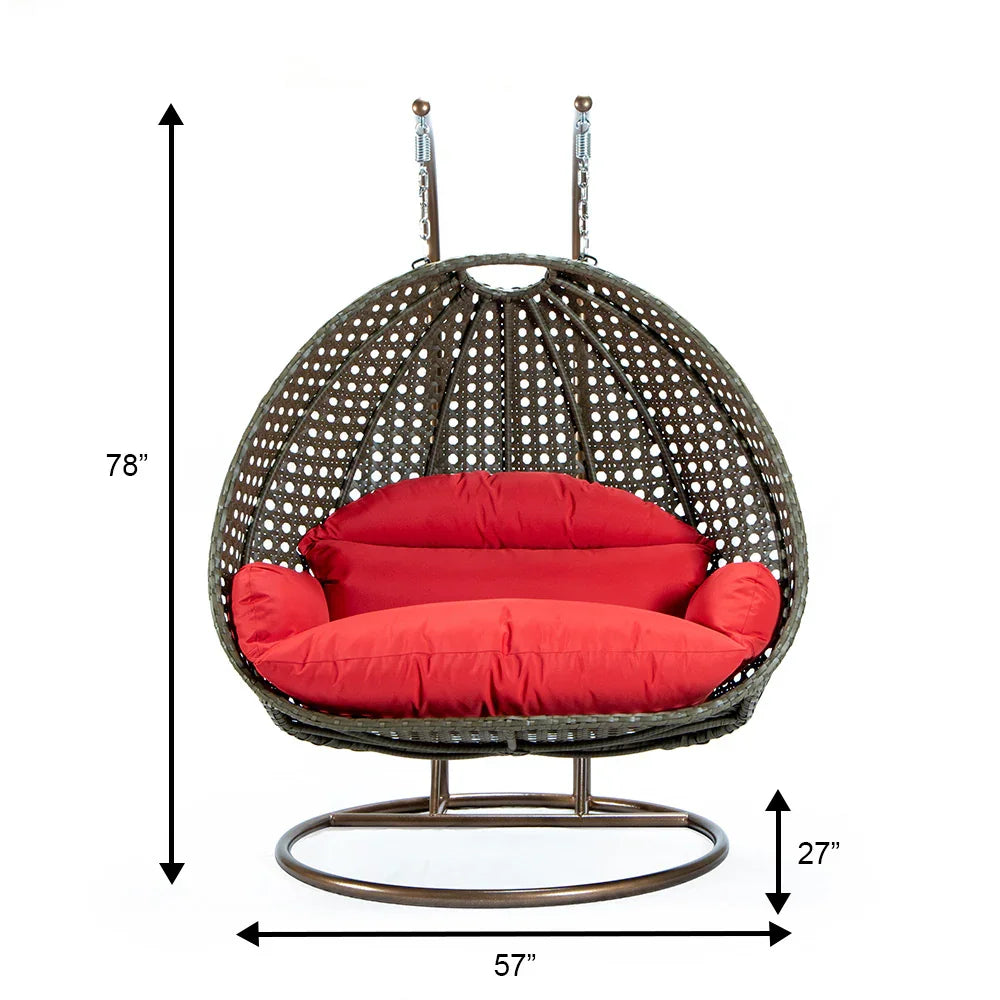 Modern Beige Wicker Hanging Double Seater Egg Swing Chair - Elax Furniture