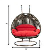 Modern Beige Wicker Hanging Double Seater Egg Swing Chair - Elax Furniture