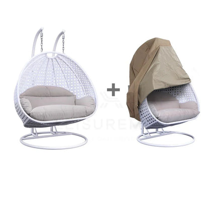Wicker Hanging 2 person Egg Swing Chair With Outdoor Cover - Elax Furniture