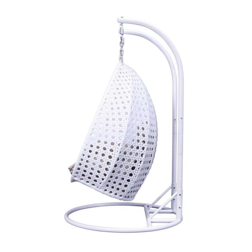 Modern White Wicker Hanging Double Seater Egg Swing Chair - Elax Furniture