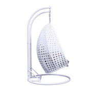 Modern White Wicker Hanging Double Seater Egg Swing Chair - Elax Furniture