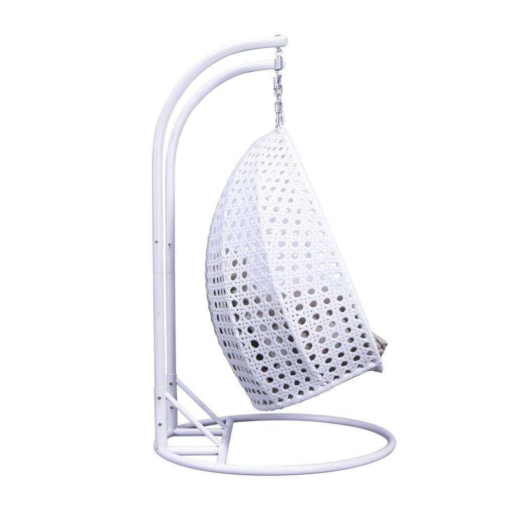 Modern White Wicker Hanging Double Seater Egg Swing Chair - Elax Furniture