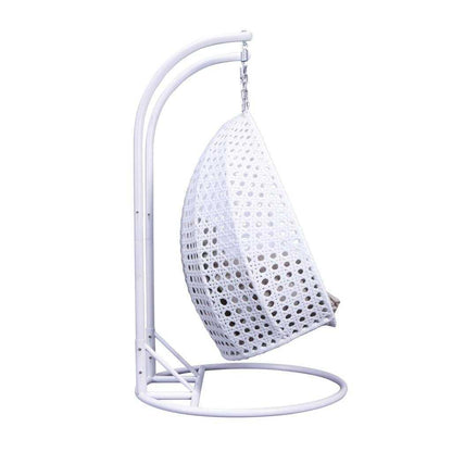 Modern White Wicker Hanging Double Seater Egg Swing Chair - Elax Furniture