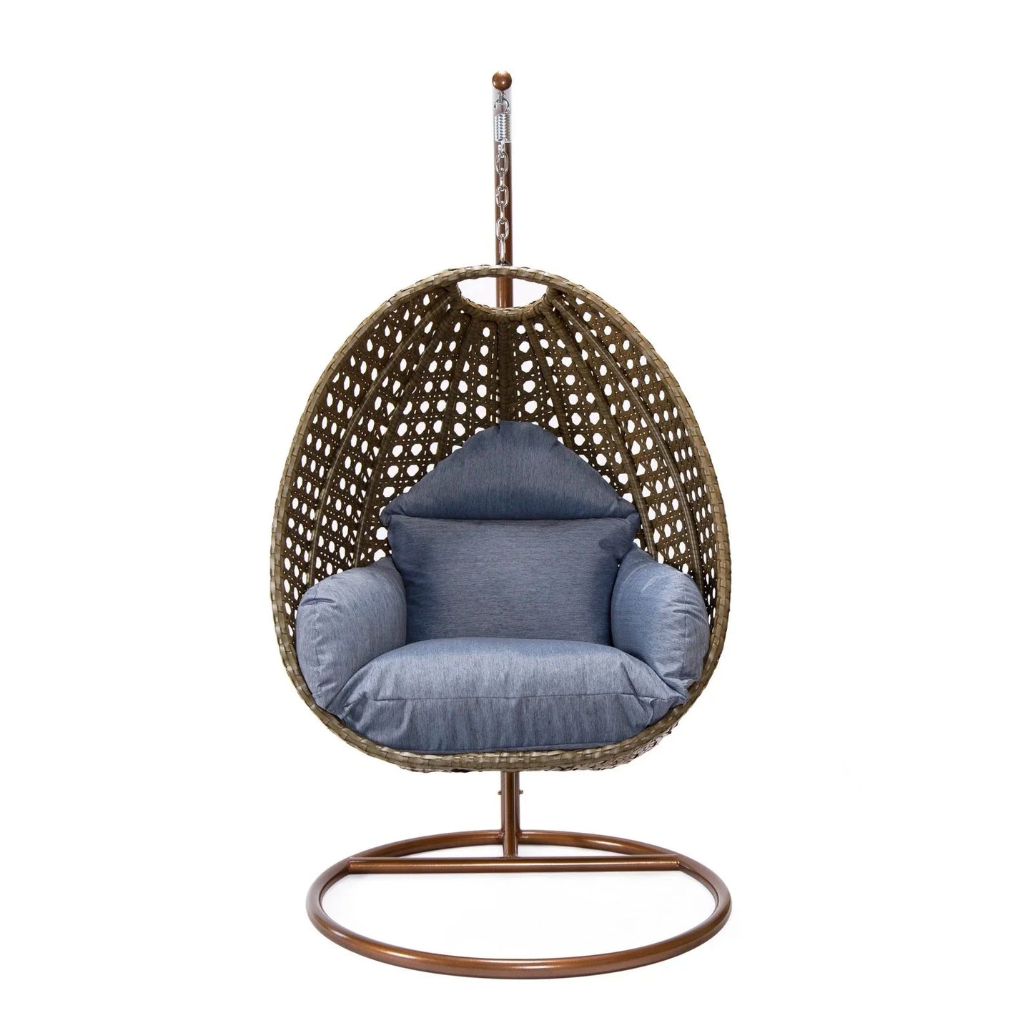 Beige Wicker Hanging Single Egg Swing Chair With Cushions - Elax Furniture