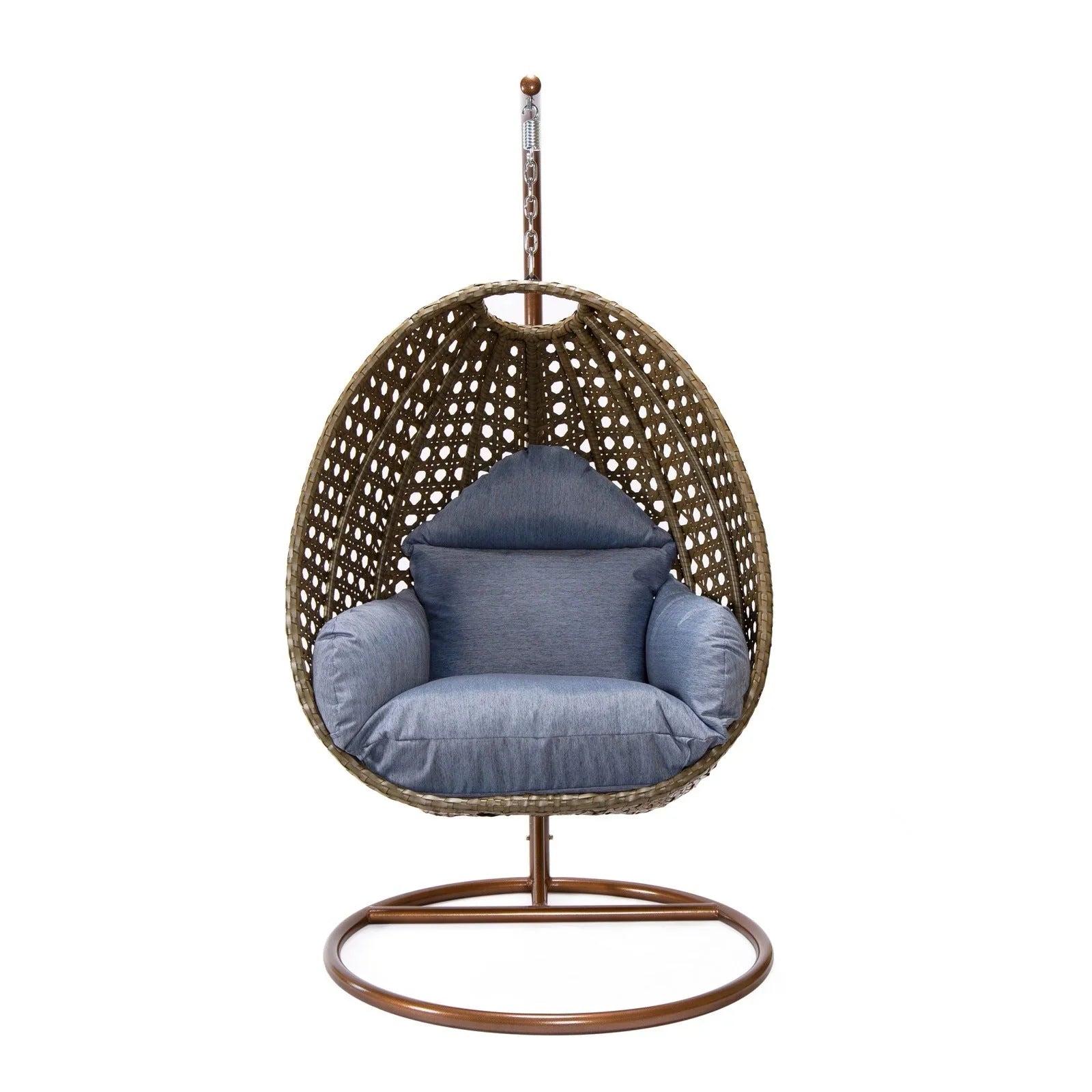 Beige Wicker Hanging Single Egg Swing Chair With Cushions - Elax Furniture