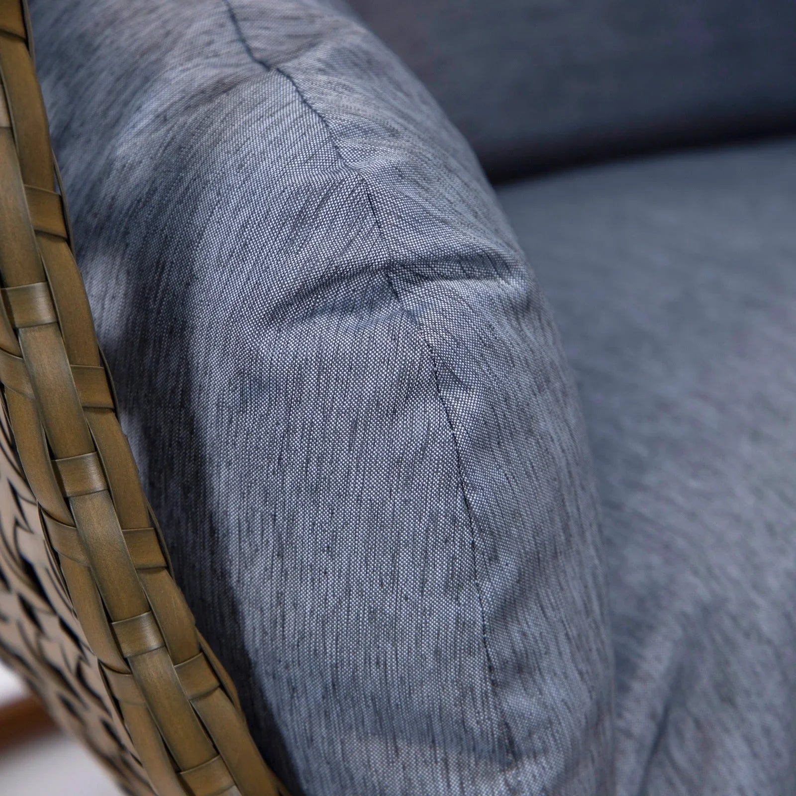 Beige Wicker Hanging Single Egg Swing Chair With Cushions - Elax Furniture