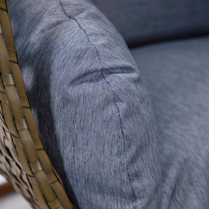 Beige Wicker Hanging Single Egg Swing Chair With Cushions - Elax Furniture