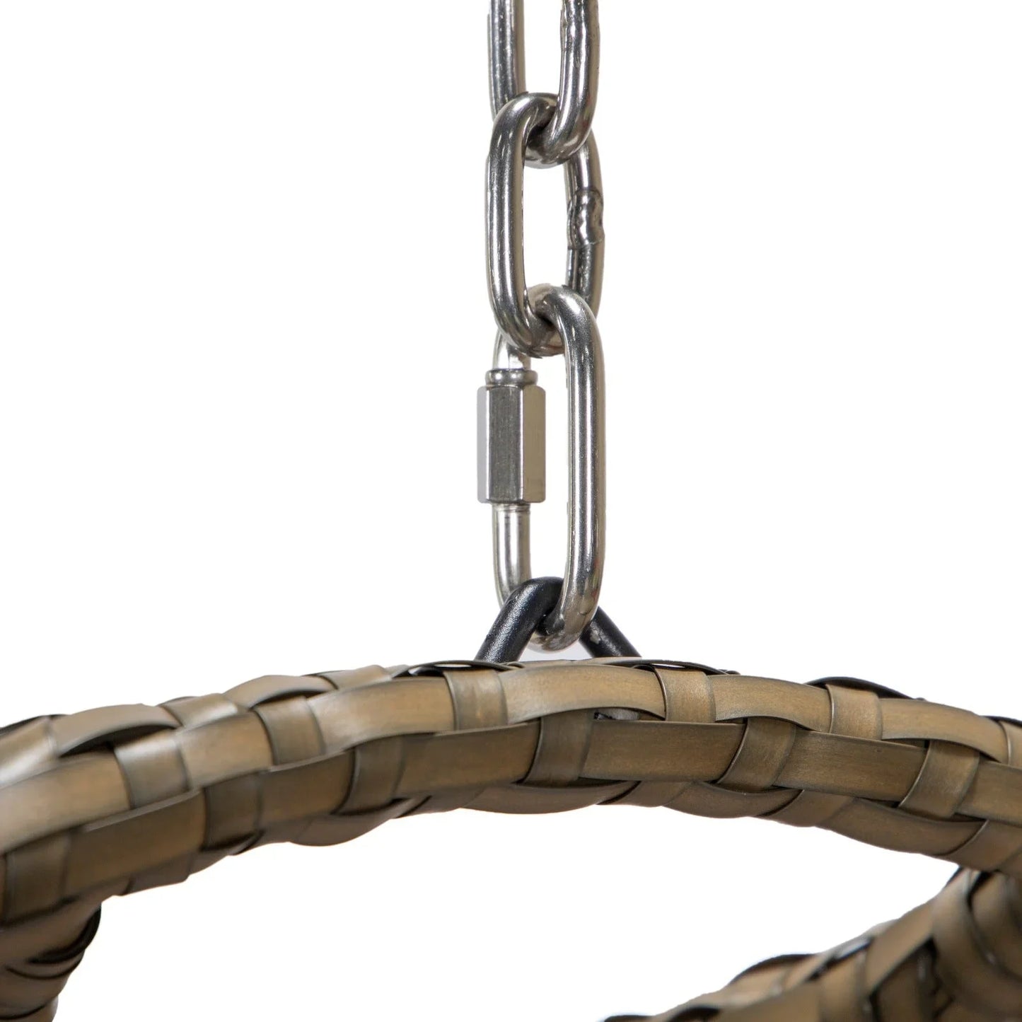 Beige Wicker Hanging Single Egg Swing Chair With Cushions - Elax Furniture