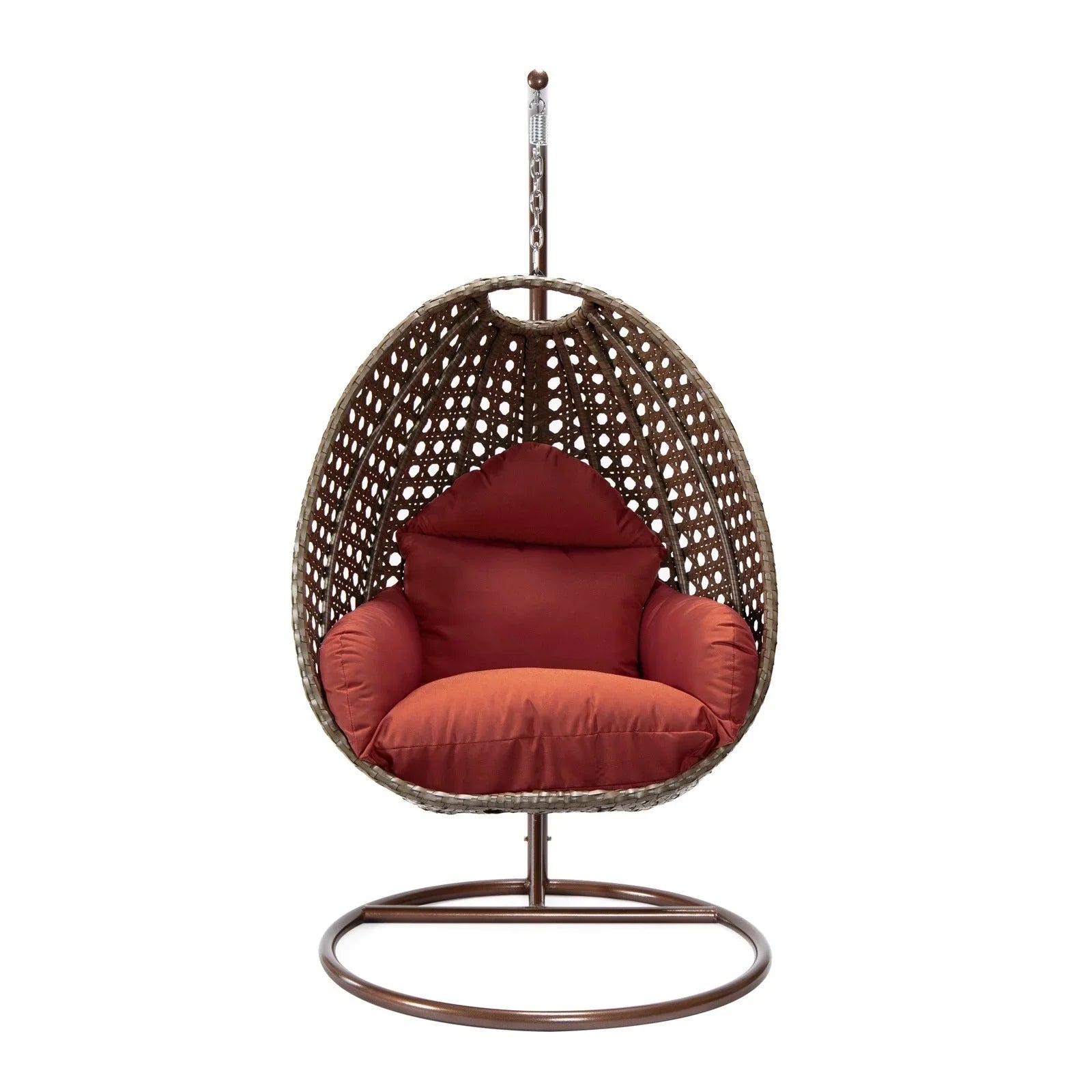 Beige Wicker Hanging Single Egg Swing Chair With Cushions - Elax Furniture