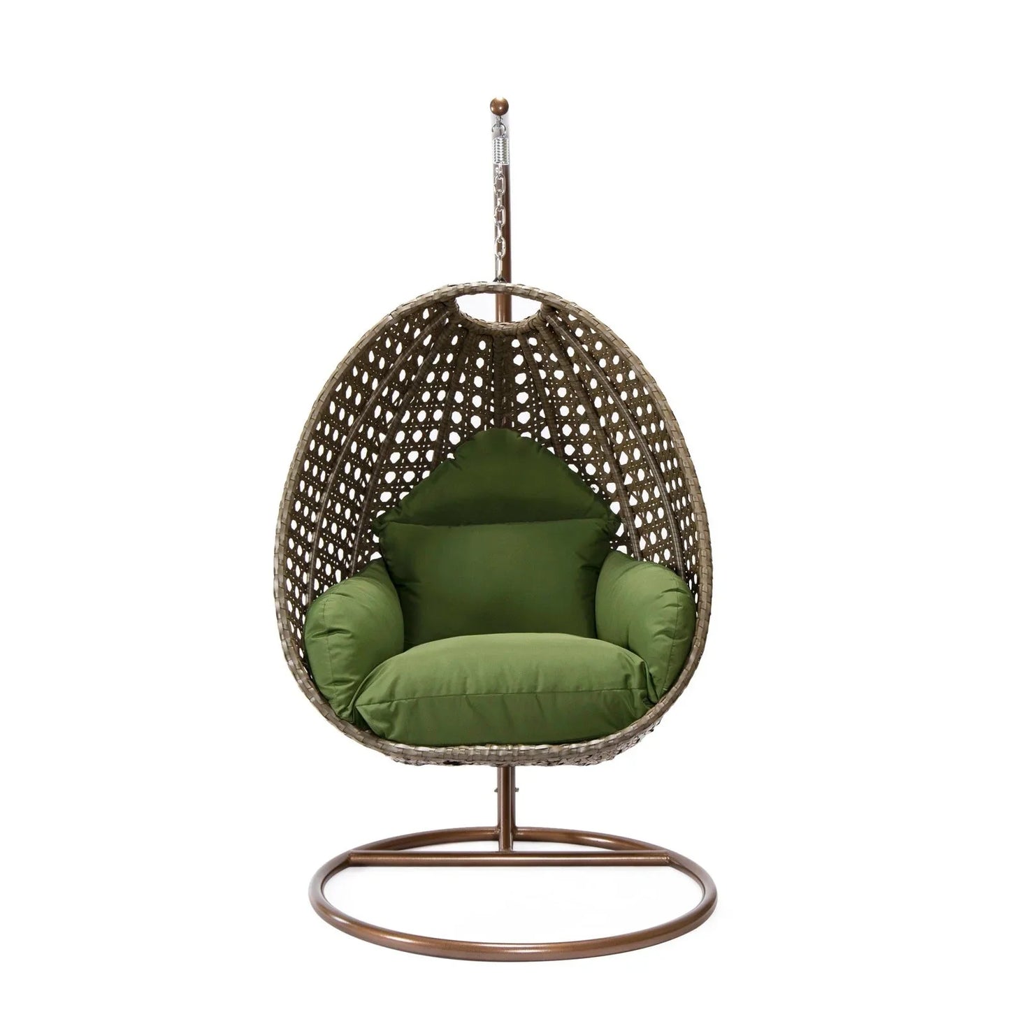 Beige Wicker Hanging Single Egg Swing Chair With Cushions - Elax Furniture