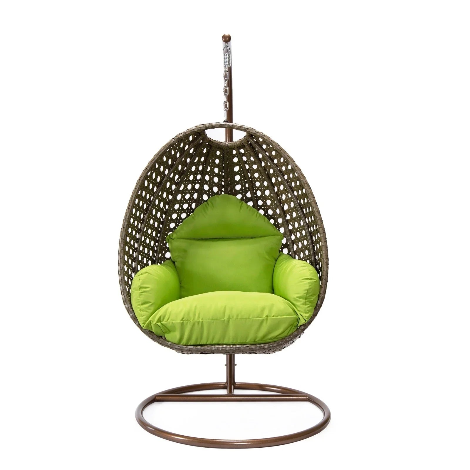 Beige Wicker Hanging Single Egg Swing Chair With Cushions - Elax Furniture
