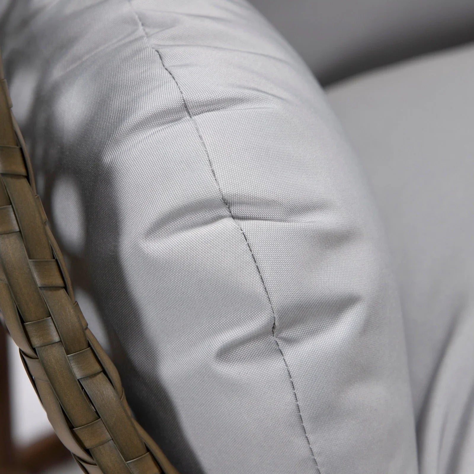 Beige Wicker Hanging Single Egg Swing Chair With Cushions - Elax Furniture