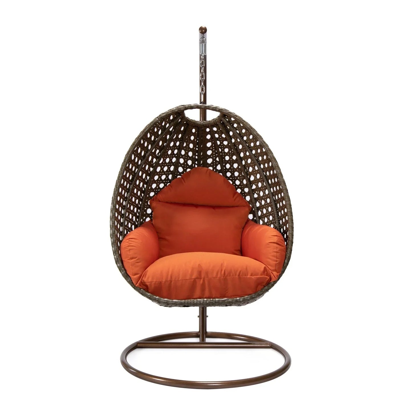 Beige Wicker Hanging Single Egg Swing Chair With Cushions - Elax Furniture