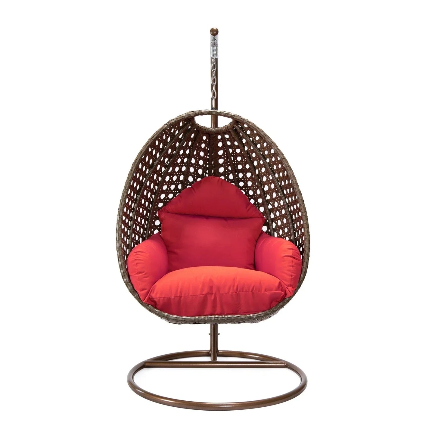 Beige Wicker Hanging Single Egg Swing Chair With Cushions - Elax Furniture