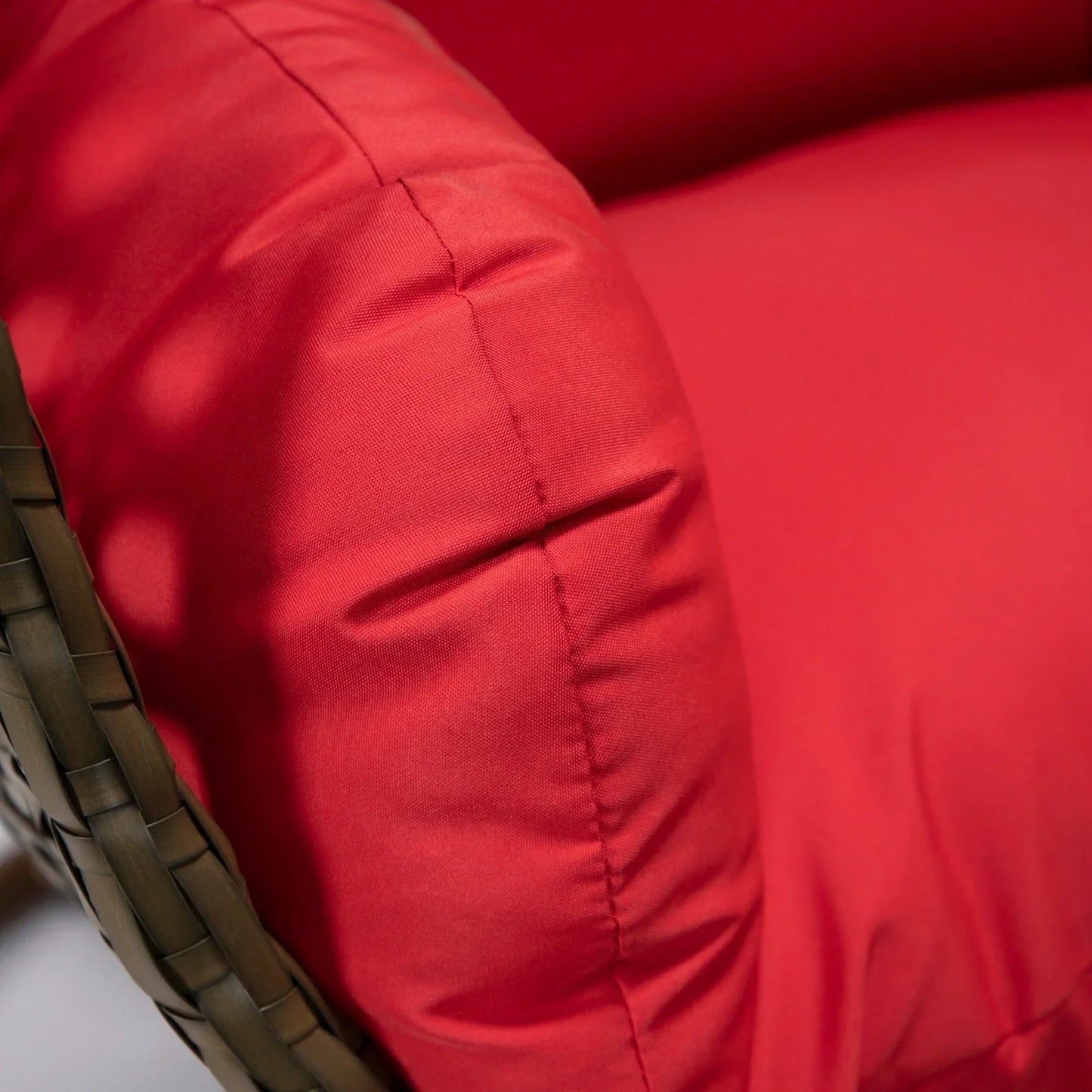 Beige Wicker Hanging Single Egg Swing Chair With Cushions - Elax Furniture