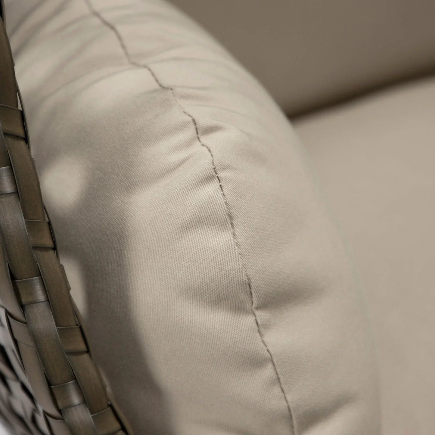 Beige Wicker Hanging Single Egg Swing Chair With Cushions - Elax Furniture