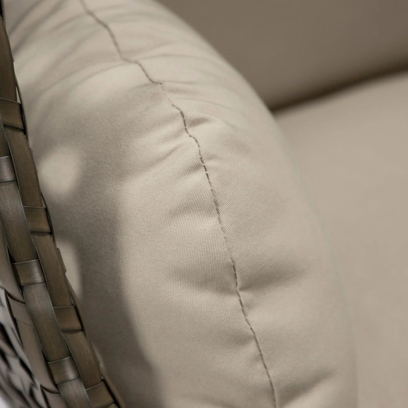 Beige Wicker Hanging Single Egg Swing Chair With Cushions - Elax Furniture