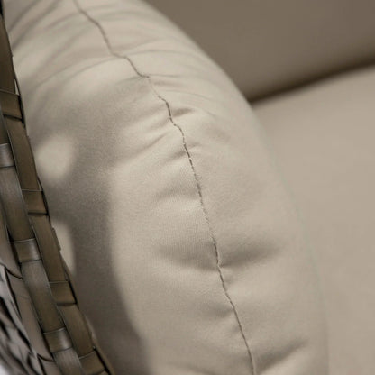 Beige Wicker Hanging Single Egg Swing Chair With Cushions - Elax Furniture