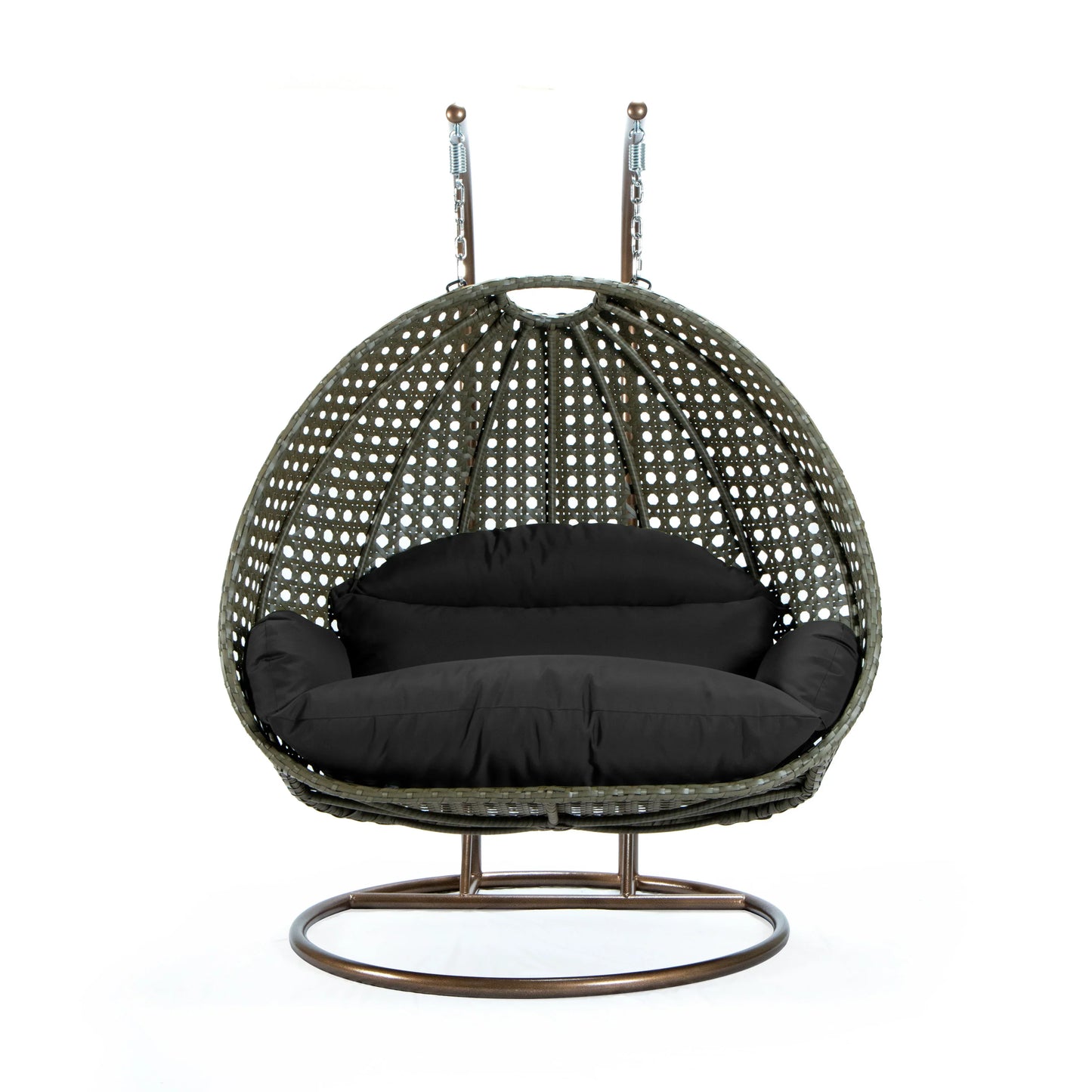 Modern Beige Wicker Hanging Double Seater Egg Swing Chair - Elax Furniture
