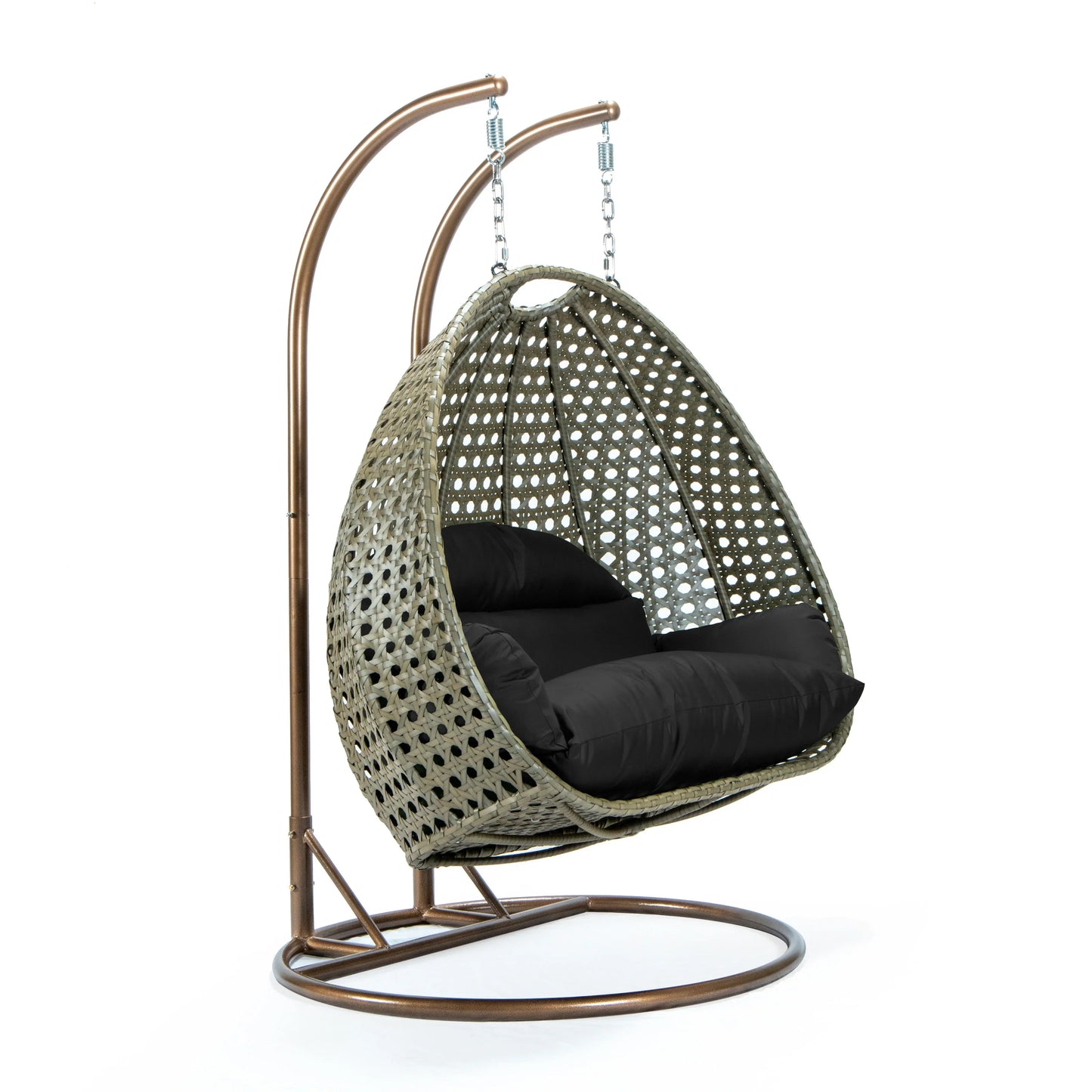 Modern Beige Wicker Hanging Double Seater Egg Swing Chair - Elax Furniture