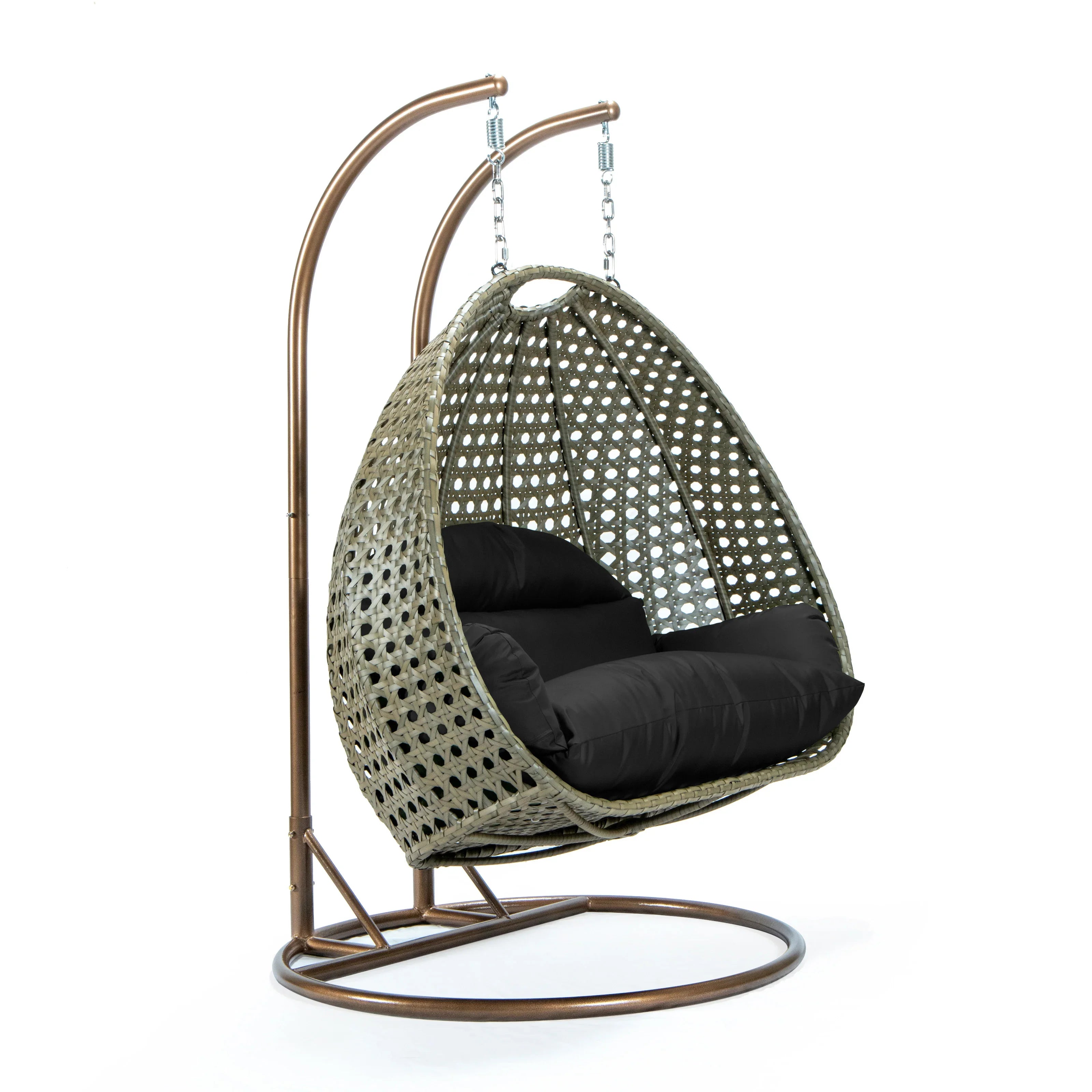 Modern Beige Wicker Hanging Double Seater Egg Swing Chair - Elax Furniture
