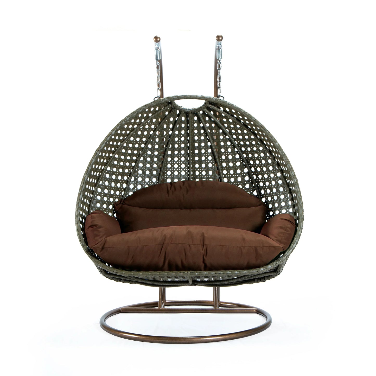 Modern Beige Wicker Hanging Double Seater Egg Swing Chair - Elax Furniture