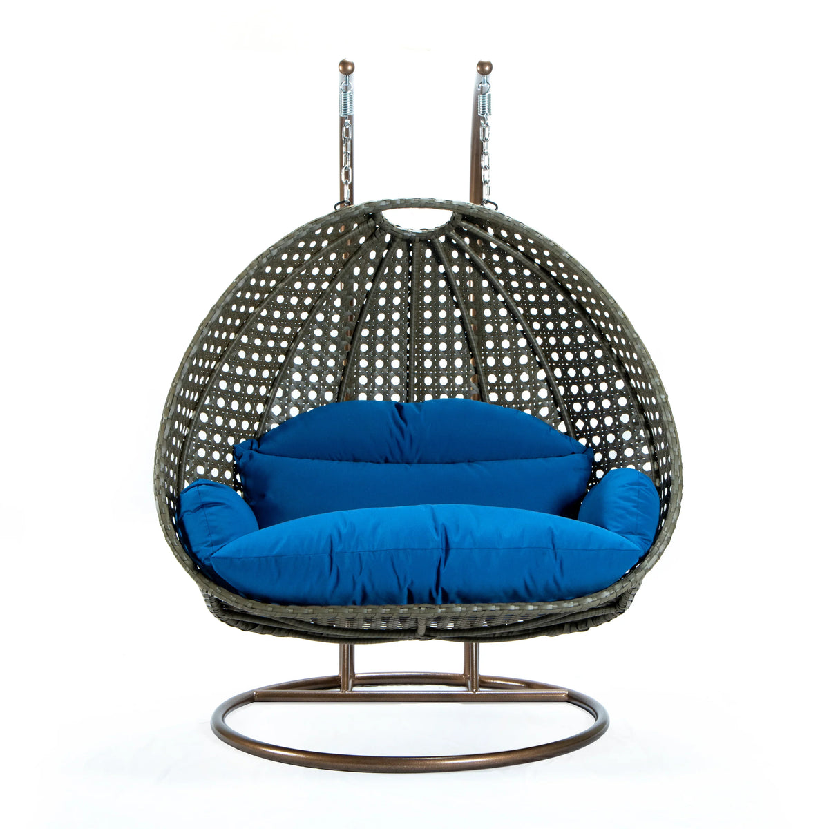 Modern Beige Wicker Hanging Double Seater Egg Swing Chair - Elax Furniture
