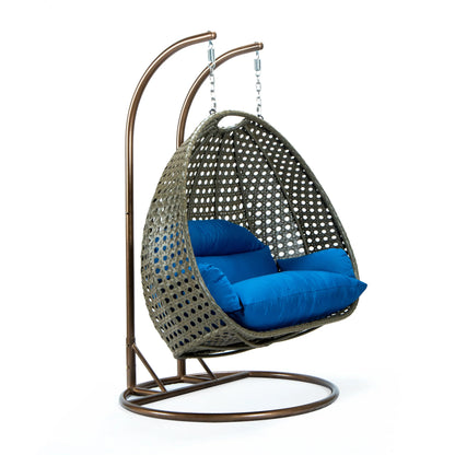 Modern Beige Wicker Hanging Double Seater Egg Swing Chair - Elax Furniture