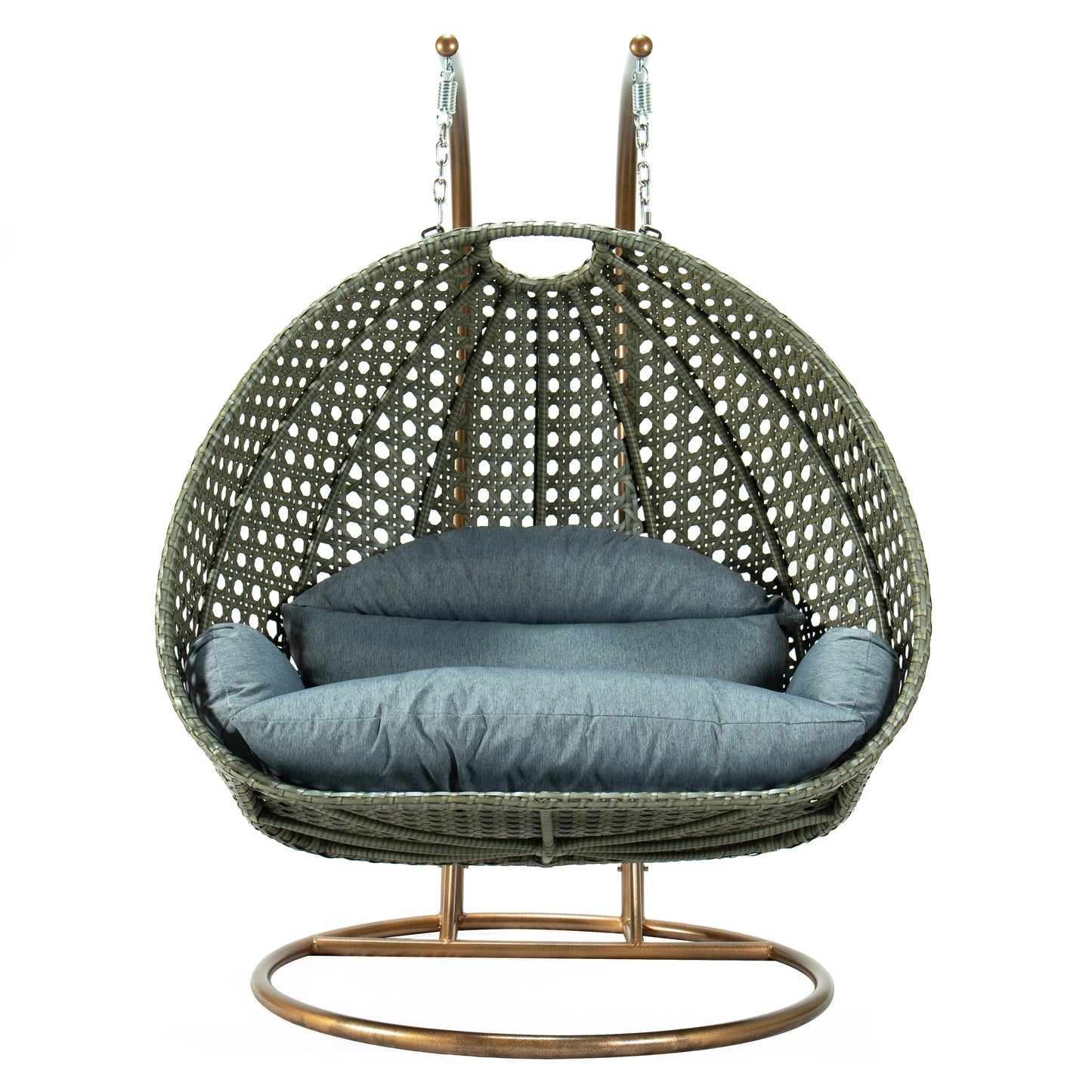 Modern Beige Wicker Hanging Double Seater Egg Swing Chair - Elax Furniture