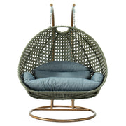 Modern Beige Wicker Hanging Double Seater Egg Swing Chair - Elax Furniture