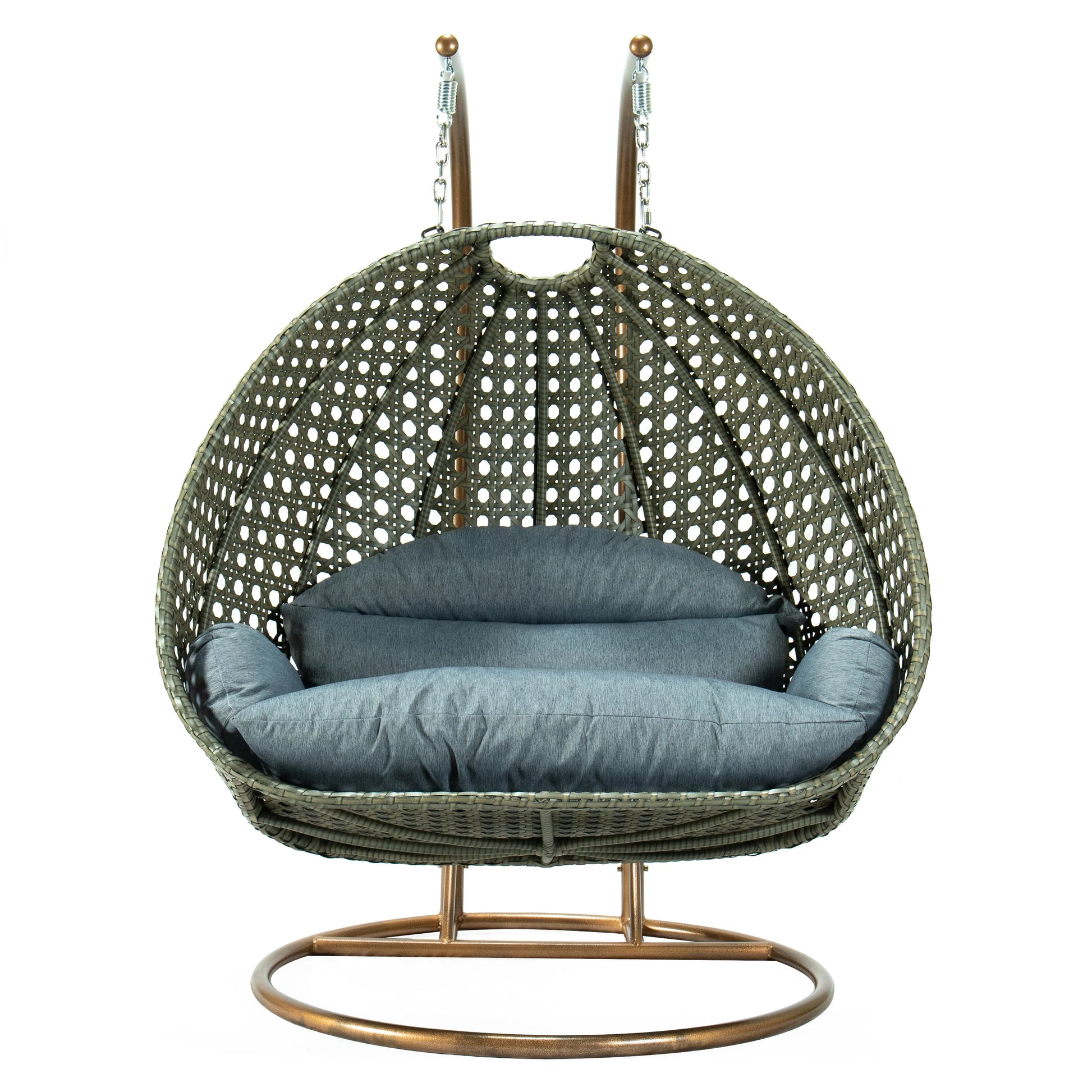 Modern Beige Wicker Hanging Double Seater Egg Swing Chair - Elax Furniture