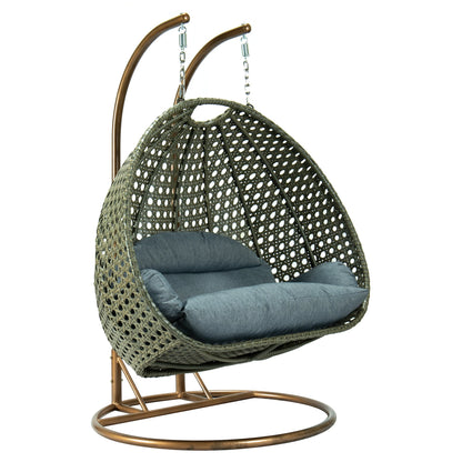 Modern Beige Wicker Hanging Double Seater Egg Swing Chair - Elax Furniture