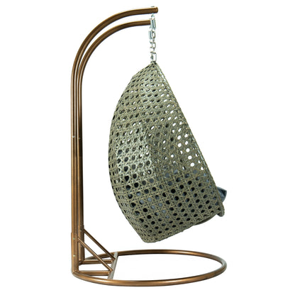 Modern Beige Wicker Hanging Double Seater Egg Swing Chair - Elax Furniture