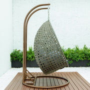 Modern Beige Wicker Hanging Double Seater Egg Swing Chair - Elax Furniture