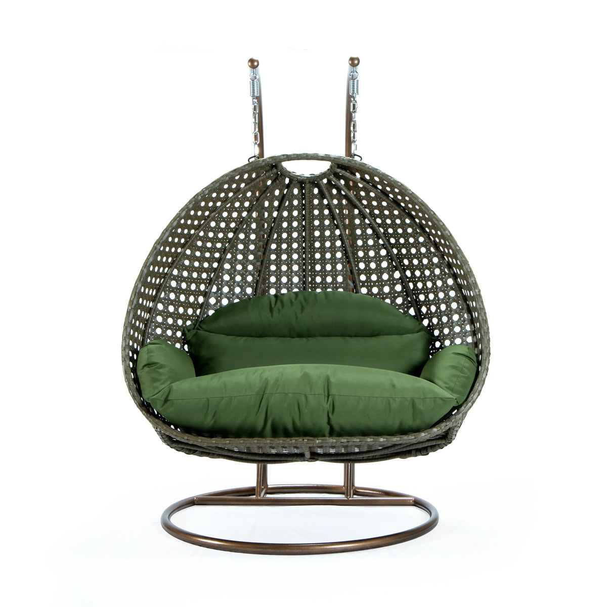 Modern Beige Wicker Hanging Double Seater Egg Swing Chair - Elax Furniture