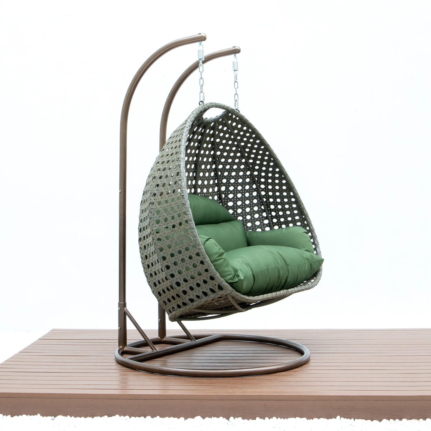 Modern Beige Wicker Hanging Double Seater Egg Swing Chair - Elax Furniture