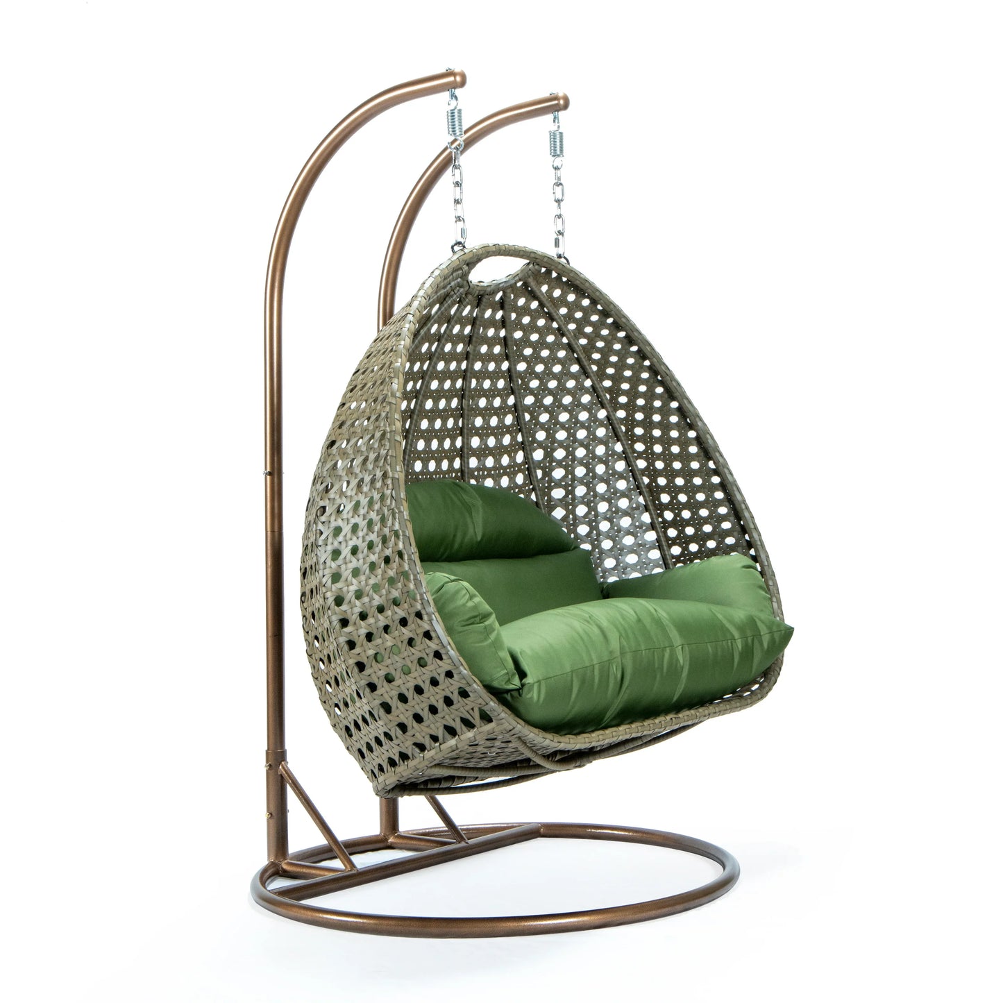Modern Beige Wicker Hanging Double Seater Egg Swing Chair - Elax Furniture