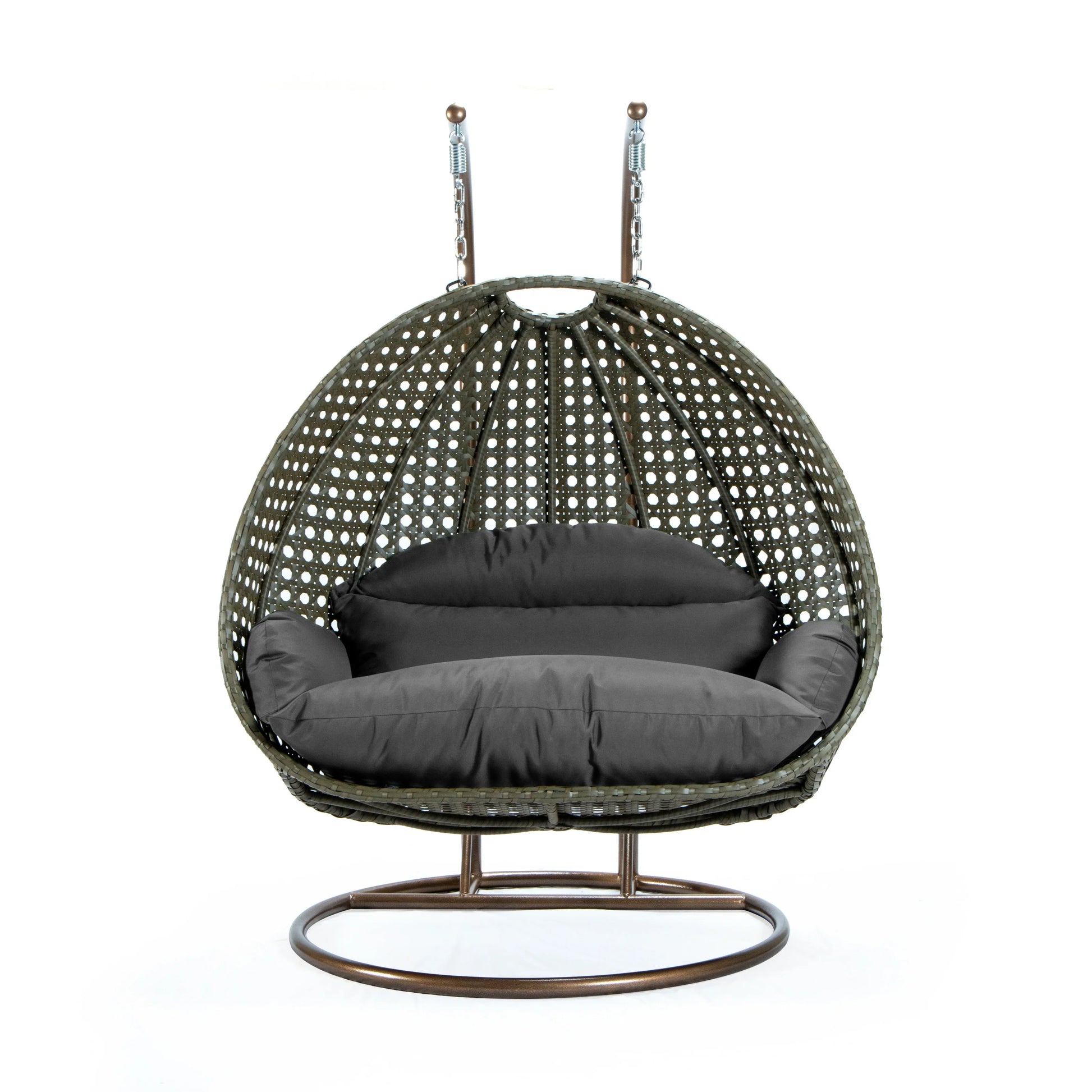 Modern Beige Wicker Hanging Double Seater Egg Swing Chair - Elax Furniture