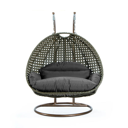 Modern Beige Wicker Hanging Double Seater Egg Swing Chair - Elax Furniture