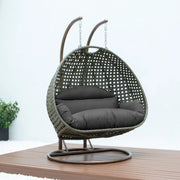 Modern Beige Wicker Hanging Double Seater Egg Swing Chair - Elax Furniture
