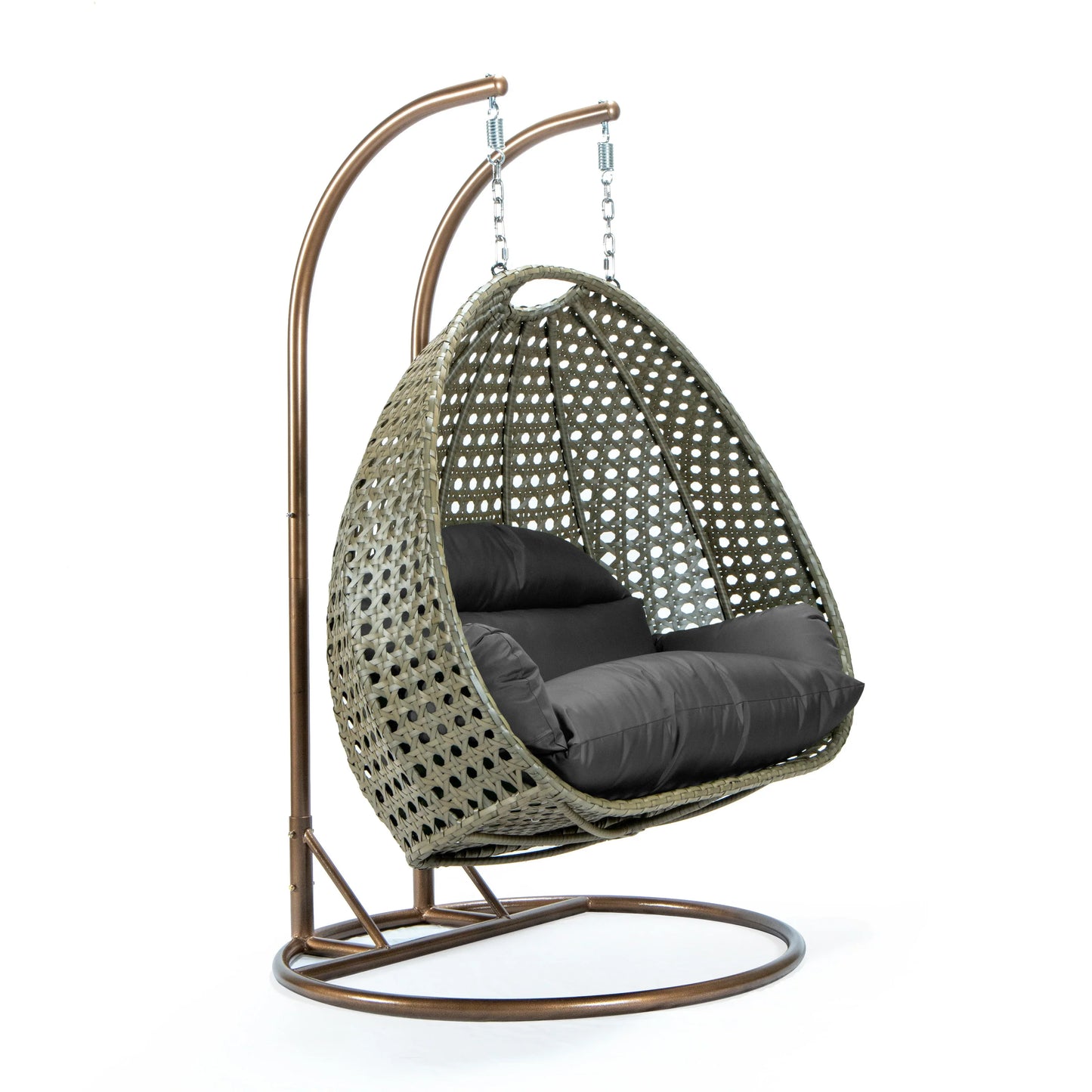 Modern Beige Wicker Hanging Double Seater Egg Swing Chair - Elax Furniture