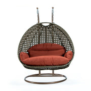 Modern Beige Wicker Hanging Double Seater Egg Swing Chair - Elax Furniture