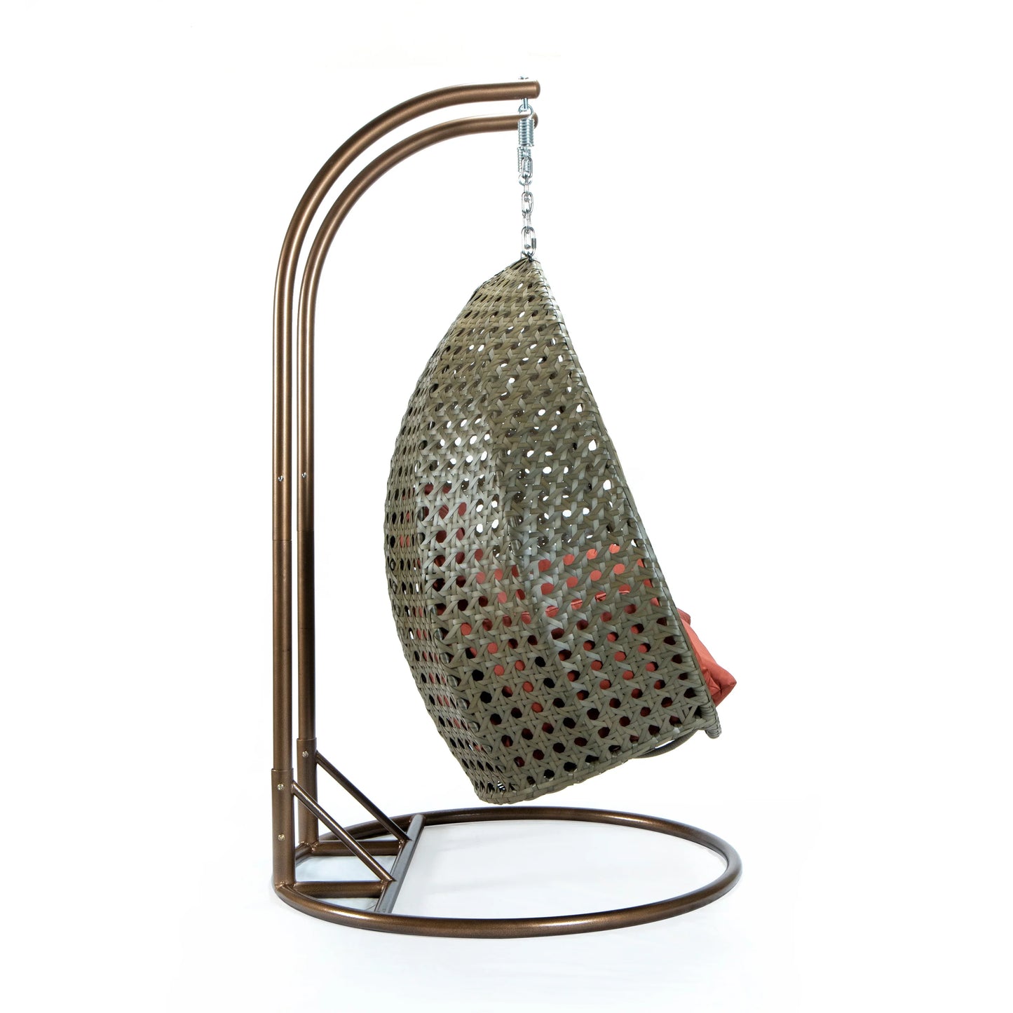Modern Beige Wicker Hanging Double Seater Egg Swing Chair - Elax Furniture
