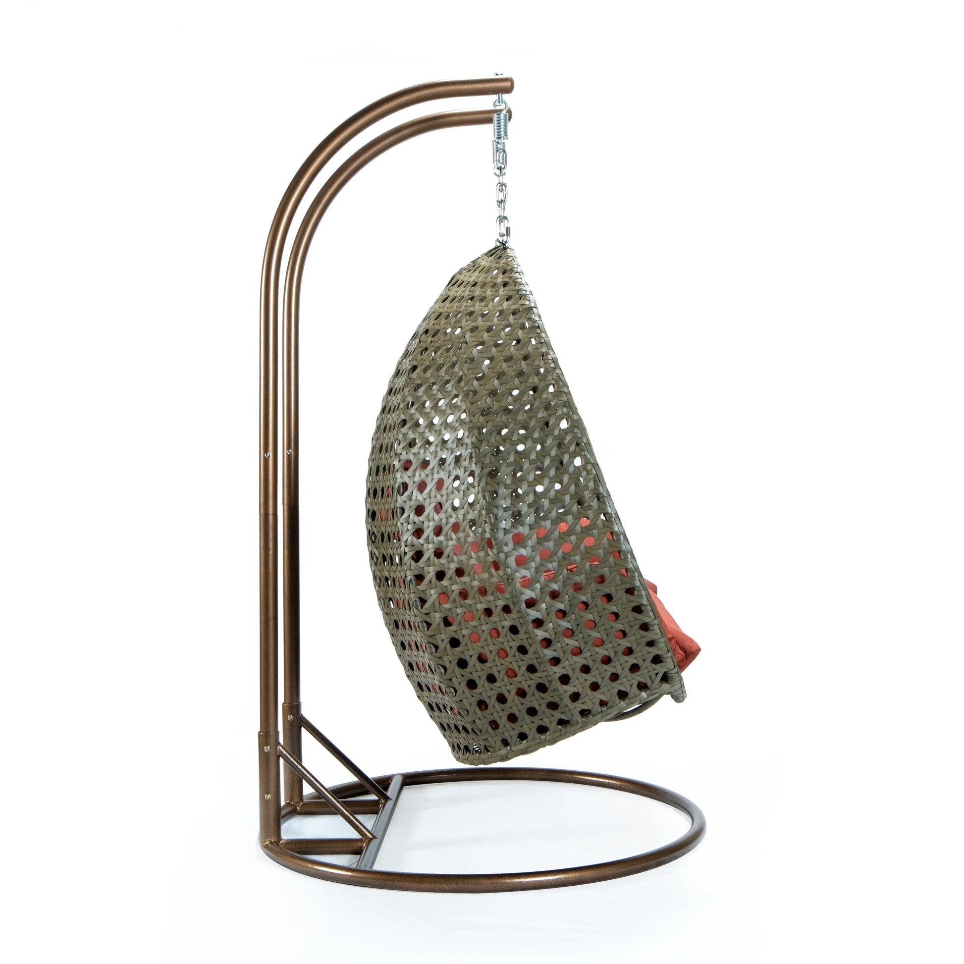 Modern Beige Wicker Hanging Double Seater Egg Swing Chair - Elax Furniture